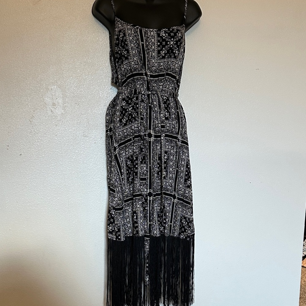 SHEIN Black and White Patterned Maxi Dress